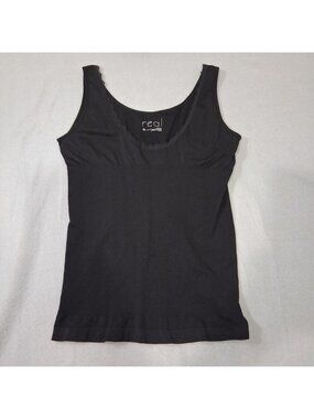 Real Comfort Womens Shapewear Tank Top Size 3X Scoop Neck Sleeveless Black Lace